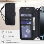 Custodia per telefono in ecopelle con texture litchi, magnetica, RFID, con tracolla e cinturino da polso., For iPhone 16 Pro Max, For iPhone 16 Pro