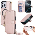 Custodia per telefono in ecopelle con texture litchi, magnetica, RFID, con tracolla e cinturino da polso., For iPhone 16 Pro Max, For iPhone 16 Pro
