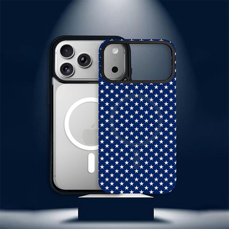Custodia per telefono ibrida in PC e TPU con doppia chiusura magnetica e motivo a croce stellare., For iPhone 16 Pro Max, For iPhone 16 Pro, For iPhone 16 Plus, For iPhone 16