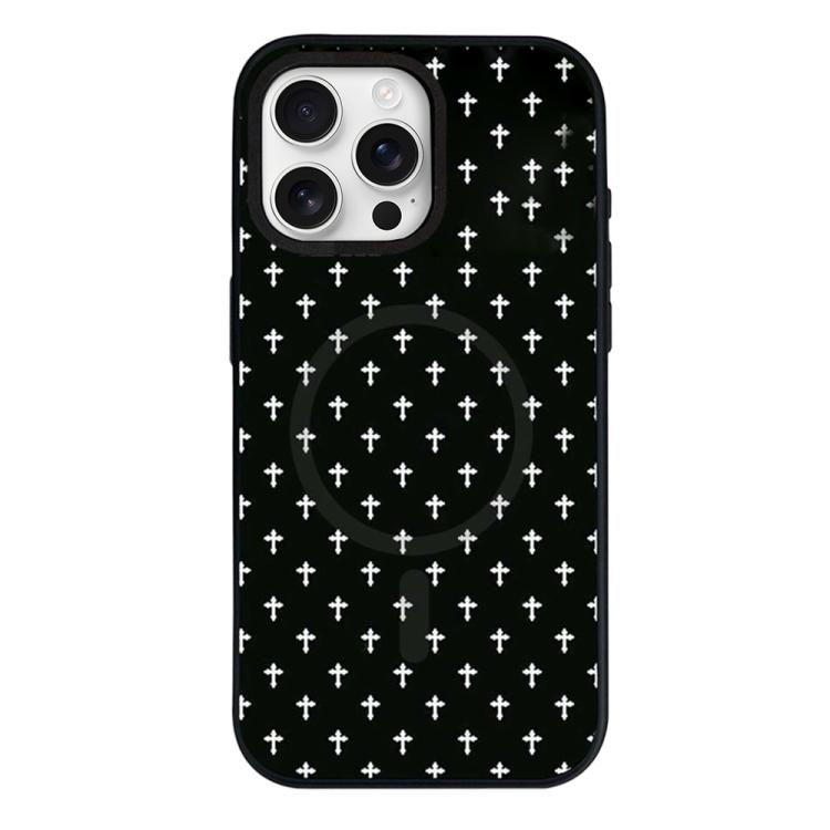 Custodia per telefono ibrida in PC e TPU con doppia chiusura magnetica e motivo a croce stellare., For iPhone 16 Pro Max, For iPhone 16 Pro, For iPhone 16 Plus, For iPhone 16