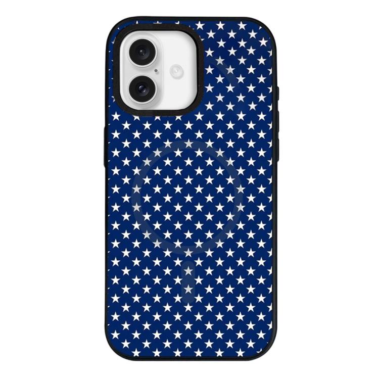 Custodia per telefono ibrida in PC e TPU con doppia chiusura magnetica e motivo a croce stellare., For iPhone 16 Pro Max, For iPhone 16 Pro, For iPhone 16 Plus, For iPhone 16