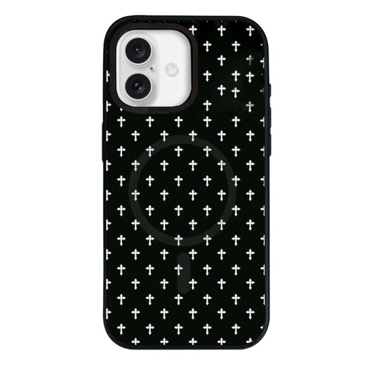 Custodia per telefono ibrida in PC e TPU con doppia chiusura magnetica e motivo a croce stellare., For iPhone 16 Pro Max, For iPhone 16 Pro, For iPhone 16 Plus, For iPhone 16