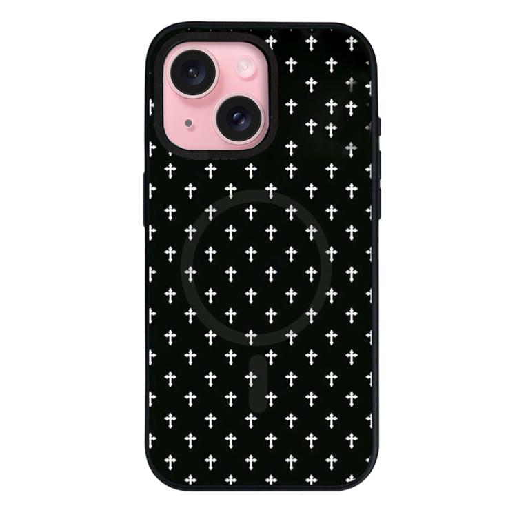Custodia per telefono ibrida in PC e TPU con doppia chiusura magnetica e motivo a croce stellare., For iPhone 15 Pro Max, For iPhone 15 Pro, For iPhone 15 Plus, For iPhone 15