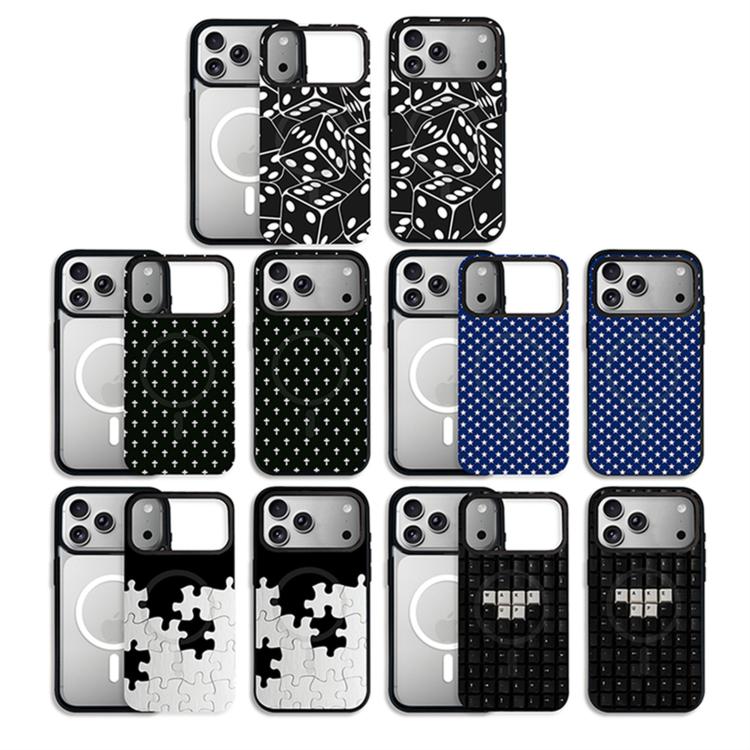 Custodia per telefono ibrida in PC e TPU con doppia chiusura magnetica e motivo a croce stellare., For iPhone 17 Pro Max, For iPhone 17 Pro, For iPhone 17, For iPhone Air