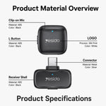 Yesido KR27 Standard Noise Reduction Wireless Lavalier Microphone with Type-C Receiver
