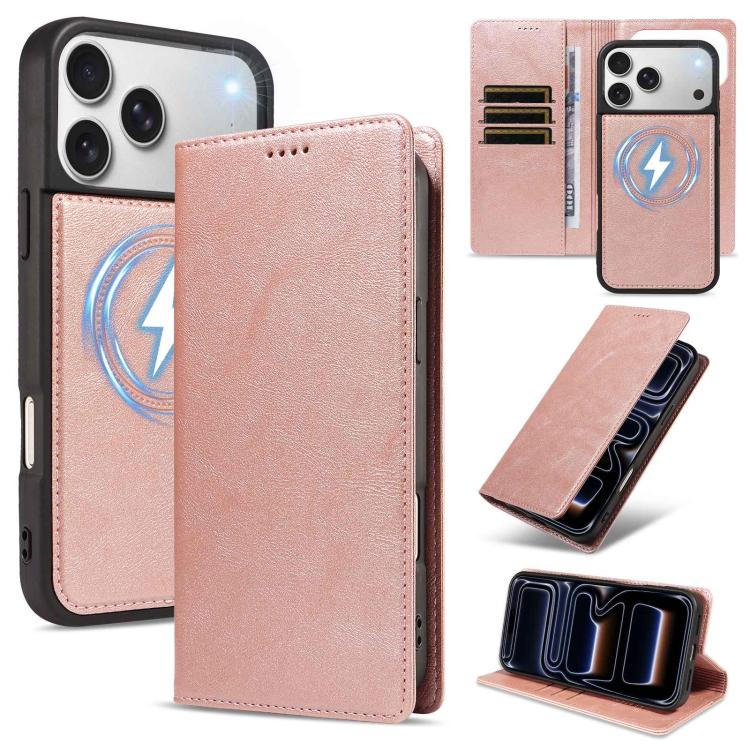 Custodia per telefono in ecopelle vegana con texture in pelle bovina, protezione RFID, rimovibile e magnetica 2 in 1., For iPhone 18 Pro, For iPhone 18 Pro Max, For iPhone 17 Pro Max, For iPhone 17 Pro