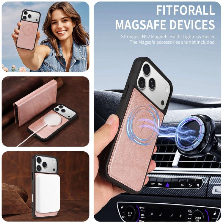 Custodia per telefono in ecopelle vegana con texture in pelle bovina, protezione RFID, rimovibile e magnetica 2 in 1., For iPhone 18 Pro, For iPhone 18 Pro Max, For iPhone 17 Pro Max, For iPhone 17 Pro