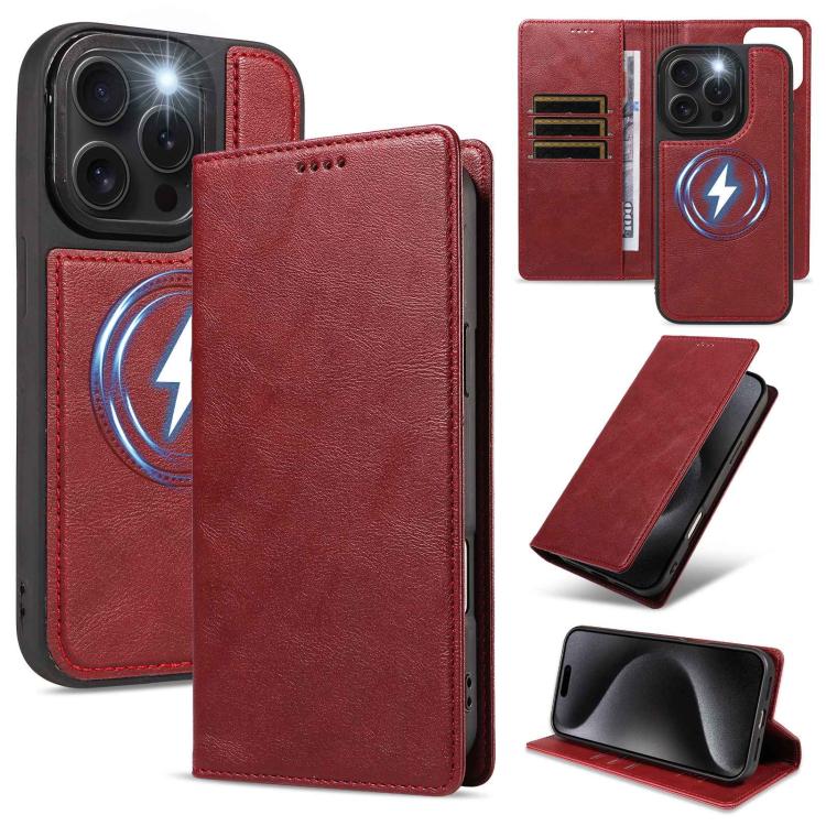 Custodia per telefono in ecopelle vegana con texture in pelle bovina, protezione RFID, rimovibile e magnetica 2 in 1., For iPhone 15 Pro Max, For iPhone 15 Pro, For iPhone 15 Plus, For iPhone 14 Plus
