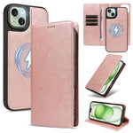 Custodia per telefono in ecopelle vegana con texture in pelle bovina, protezione RFID, rimovibile e magnetica 2 in 1., For iPhone 15 Pro Max, For iPhone 15 Pro, For iPhone 15 Plus, For iPhone 14 Plus