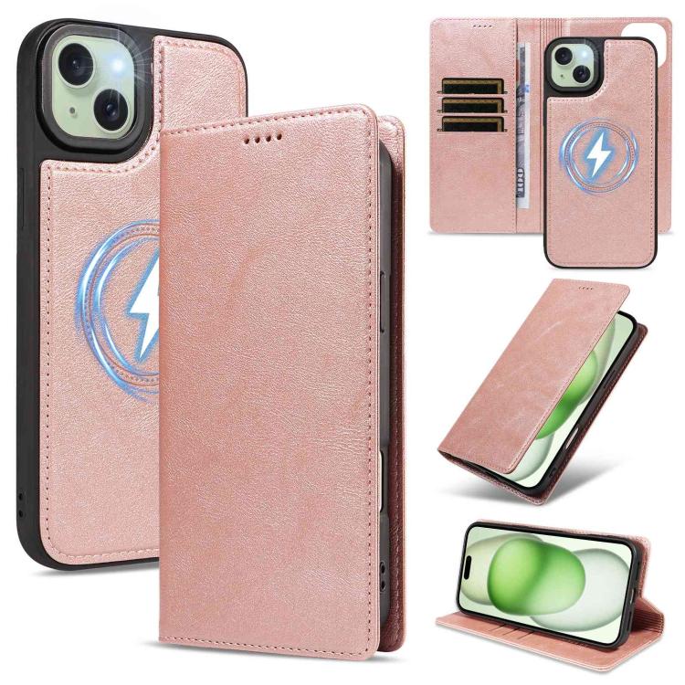 Custodia per telefono in ecopelle vegana con texture in pelle bovina, protezione RFID, rimovibile e magnetica 2 in 1., For iPhone 15 Pro Max, For iPhone 15 Pro, For iPhone 15 Plus, For iPhone 14 Plus