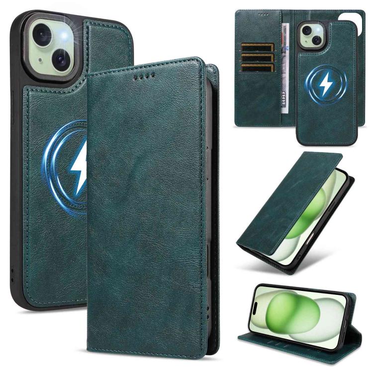 Custodia per telefono in ecopelle vegana con texture in pelle bovina, protezione RFID, rimovibile e magnetica 2 in 1., For iPhone 15 Pro Max, For iPhone 15 Pro, For iPhone 15 Plus, For iPhone 14 Plus