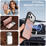 Custodia per telefono in ecopelle vegana con texture in pelle bovina, protezione RFID, rimovibile e magnetica 2 in 1., For iPhone 15 Pro Max, For iPhone 15 Pro, For iPhone 15 Plus, For iPhone 14 Plus