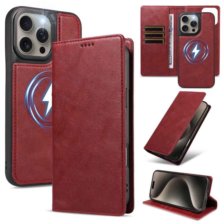 Custodia per telefono in ecopelle vegana con texture in pelle bovina, protezione RFID, rimovibile e magnetica 2 in 1., For iPhone 15 Pro Max, For iPhone 15 Pro, For iPhone 15 Plus, For iPhone 14 Plus