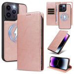 Custodia per telefono in ecopelle vegana con texture in pelle bovina, protezione RFID, rimovibile e magnetica 2 in 1., For iPhone 14 Pro, For iPhone 14 Pro Max, For iPhone 13 Pro Max, For iPhone 13 Pro