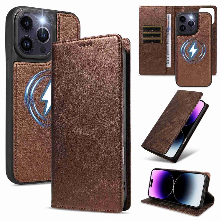 Custodia per telefono in ecopelle vegana con texture in pelle bovina, protezione RFID, rimovibile e magnetica 2 in 1., For iPhone 14 Pro, For iPhone 14 Pro Max, For iPhone 13 Pro Max, For iPhone 13 Pro