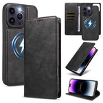 Custodia per telefono in ecopelle vegana con texture in pelle bovina, protezione RFID, rimovibile e magnetica 2 in 1., For iPhone 14 Pro, For iPhone 14 Pro Max, For iPhone 13 Pro Max, For iPhone 13 Pro