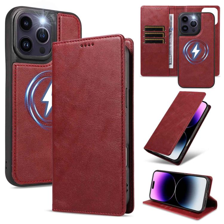 Custodia per telefono in ecopelle vegana con texture in pelle bovina, protezione RFID, rimovibile e magnetica 2 in 1., For iPhone 14 Pro, For iPhone 14 Pro Max, For iPhone 13 Pro Max, For iPhone 13 Pro