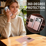 Custodia per telefono in ecopelle vegana con texture in pelle bovina, protezione RFID, rimovibile e magnetica 2 in 1., For iPhone 14 Pro, For iPhone 14 Pro Max, For iPhone 13 Pro Max, For iPhone 13 Pro