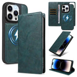 Custodia per telefono in ecopelle vegana con texture in pelle bovina, protezione RFID, rimovibile e magnetica 2 in 1., For iPhone 14 Pro, For iPhone 14 Pro Max, For iPhone 13 Pro Max, For iPhone 13 Pro
