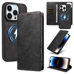Custodia per telefono in ecopelle vegana con texture in pelle bovina, protezione RFID, rimovibile e magnetica 2 in 1., For iPhone 14 Pro, For iPhone 14 Pro Max, For iPhone 13 Pro Max, For iPhone 13 Pro
