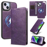 Custodia per telefono in ecopelle vegana con texture in pelle bovina, protezione RFID, rimovibile e magnetica 2 in 1., For iPhone 15 Pro Max, For iPhone 15 Pro, For iPhone 15 Plus, For iPhone 14 Plus