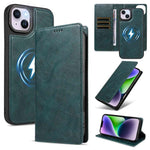 Custodia per telefono in ecopelle vegana con texture in pelle bovina, protezione RFID, rimovibile e magnetica 2 in 1., For iPhone 15 Pro Max, For iPhone 15 Pro, For iPhone 15 Plus, For iPhone 14 Plus