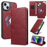 Custodia per telefono in ecopelle vegana con texture in pelle bovina, protezione RFID, rimovibile e magnetica 2 in 1., For iPhone 15 Pro Max, For iPhone 15 Pro, For iPhone 15 Plus, For iPhone 14 Plus