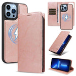 Custodia per telefono in ecopelle vegana con texture in pelle bovina, protezione RFID, rimovibile e magnetica 2 in 1., For iPhone 14 Pro, For iPhone 14 Pro Max, For iPhone 13 Pro Max, For iPhone 13 Pro