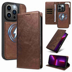 Custodia per telefono in ecopelle vegana con texture in pelle bovina, protezione RFID, rimovibile e magnetica 2 in 1., For iPhone 14 Pro, For iPhone 14 Pro Max, For iPhone 13 Pro Max, For iPhone 13 Pro