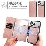 Custodia per telefono in ecopelle vegana con texture in pelle bovina, protezione RFID, rimovibile e magnetica 2 in 1., For iPhone 12 Pro Max