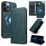 Custodia per telefono in ecopelle vegana con texture in pelle bovina, protezione RFID, rimovibile e magnetica 2 in 1., For iPhone 12 Pro Max