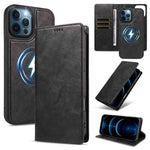 Custodia per telefono in ecopelle vegana con texture in pelle bovina, protezione RFID, rimovibile e magnetica 2 in 1., For iPhone 12 Pro Max