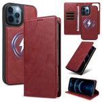 Custodia per telefono in ecopelle vegana con texture in pelle bovina, protezione RFID, rimovibile e magnetica 2 in 1., For iPhone 12 Pro Max