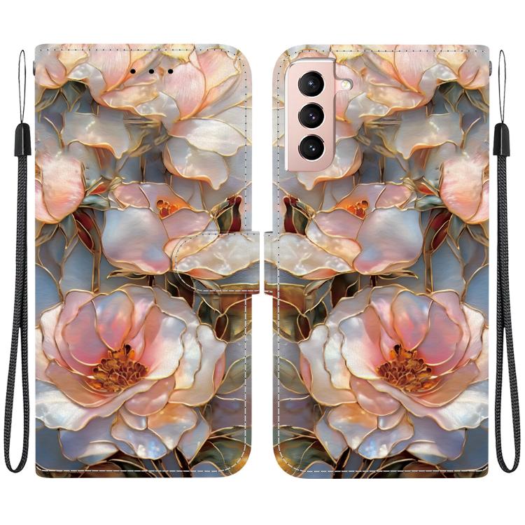 Custodia per telefono in ecopelle con texture cristallina, For Galaxy S22 Ultra 5G, For Galaxy S22+ 5G