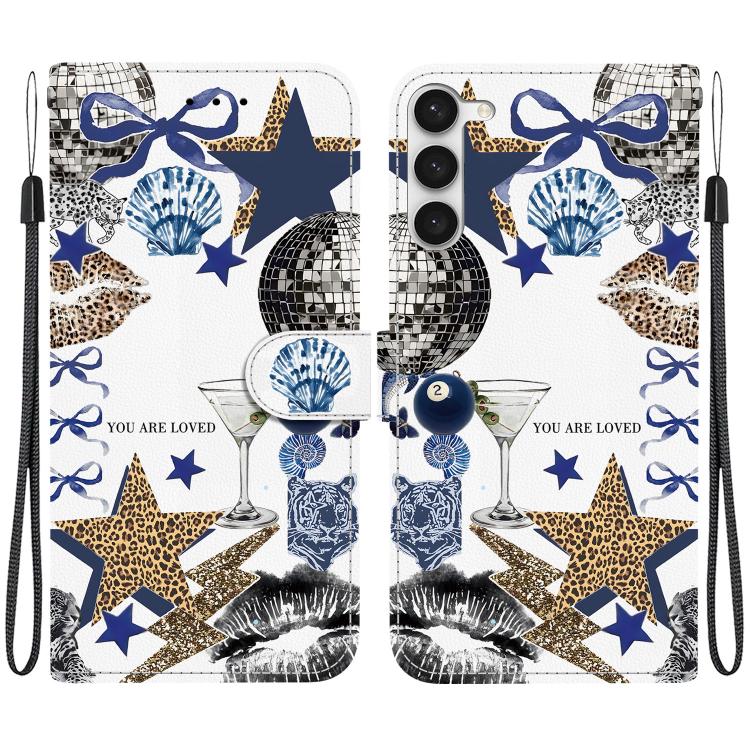 Custodia per telefono in ecopelle con texture cristallina, For Galaxy S23 Ultra 5G, For Galaxy S23+ 5G