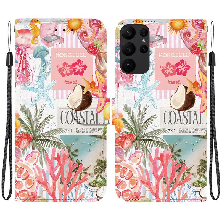 Custodia per telefono in ecopelle con texture cristallina, For Galaxy S23 Ultra 5G, For Galaxy S23+ 5G