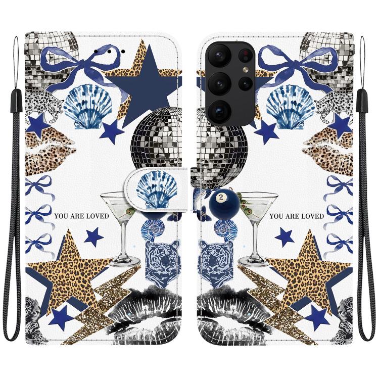 Custodia per telefono in ecopelle con texture cristallina, For Galaxy S23 Ultra 5G, For Galaxy S23+ 5G