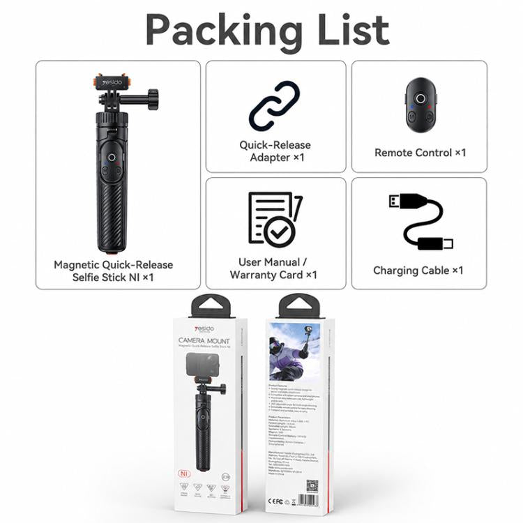 Yesido SF38 Portable 2 in 1 Magnetic Quick-Release Selfie Stick NI