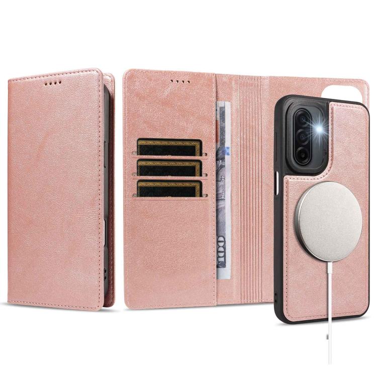 Custodia per telefono in ecopelle vegana con texture in pelle bovina, protezione RFID, rimovibile e magnetica 2 in 1., For Galaxy A17 5G, For Galaxy A26 5G, For Galaxy A36 5G, For Galaxy A16 5G