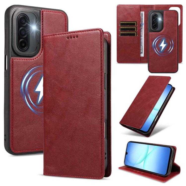 Custodia per telefono in ecopelle vegana con texture in pelle bovina, protezione RFID, rimovibile e magnetica 2 in 1., For Galaxy A17 5G, For Galaxy A26 5G, For Galaxy A36 5G, For Galaxy A16 5G