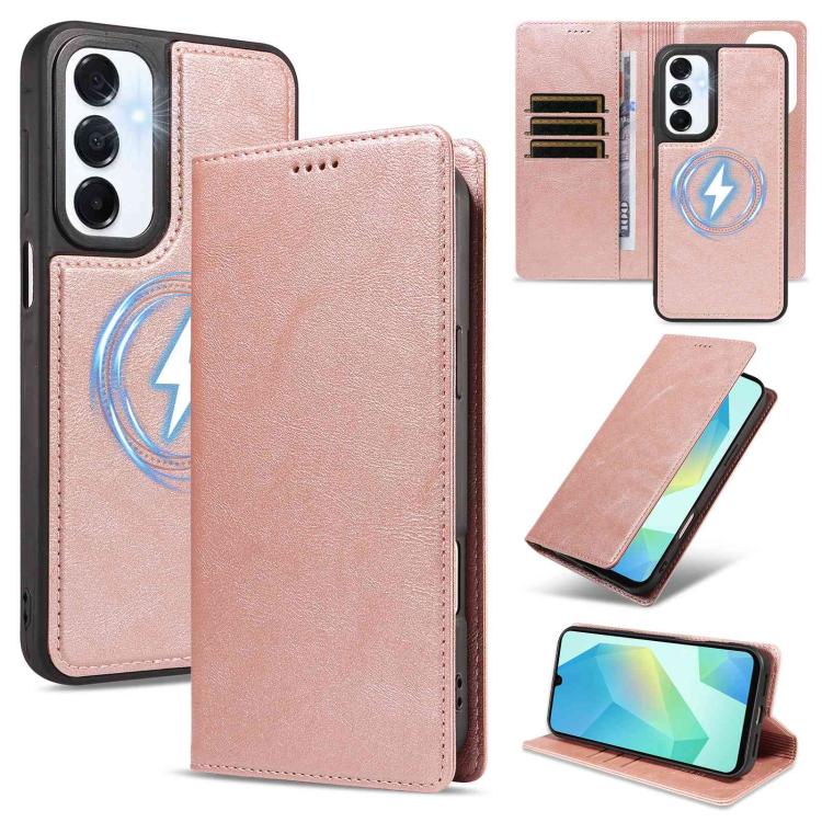 Custodia per telefono in ecopelle vegana con texture in pelle bovina, protezione RFID, rimovibile e magnetica 2 in 1., For Galaxy A17 5G, For Galaxy A26 5G, For Galaxy A36 5G, For Galaxy A16 5G