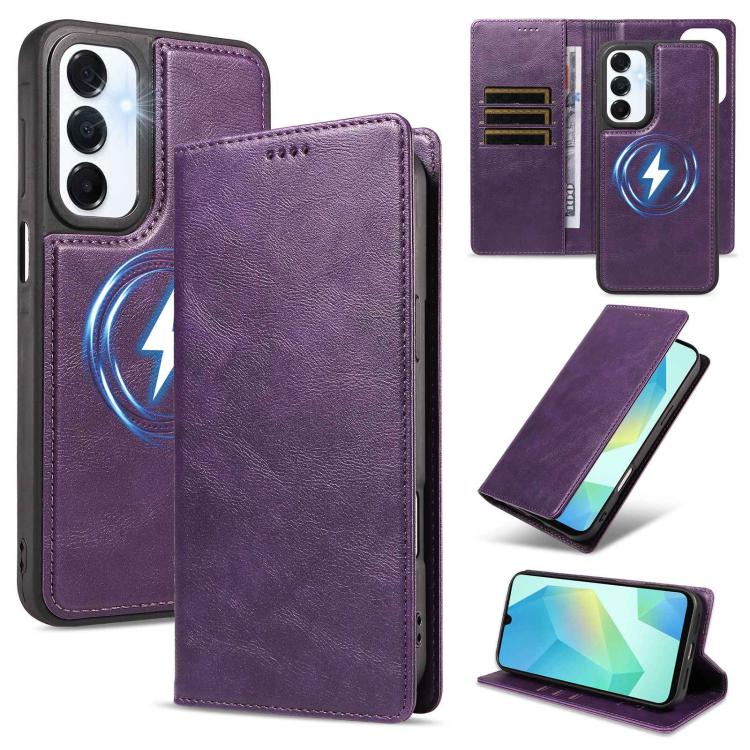 Custodia per telefono in ecopelle vegana con texture in pelle bovina, protezione RFID, rimovibile e magnetica 2 in 1., For Galaxy A17 5G, For Galaxy A26 5G, For Galaxy A36 5G, For Galaxy A16 5G