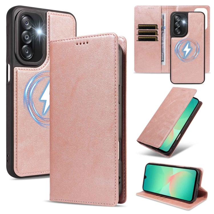 Custodia per telefono in ecopelle vegana con texture in pelle bovina, protezione RFID, rimovibile e magnetica 2 in 1., For Galaxy A17 5G, For Galaxy A26 5G, For Galaxy A36 5G, For Galaxy A16 5G