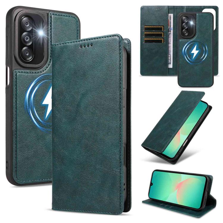 Custodia per telefono in ecopelle vegana con texture in pelle bovina, protezione RFID, rimovibile e magnetica 2 in 1., For Galaxy A17 5G, For Galaxy A26 5G, For Galaxy A36 5G, For Galaxy A16 5G