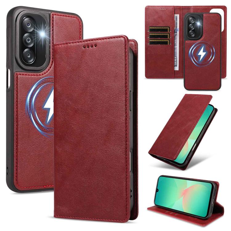 Custodia per telefono in ecopelle vegana con texture in pelle bovina, protezione RFID, rimovibile e magnetica 2 in 1., For Galaxy A17 5G, For Galaxy A26 5G, For Galaxy A36 5G, For Galaxy A16 5G