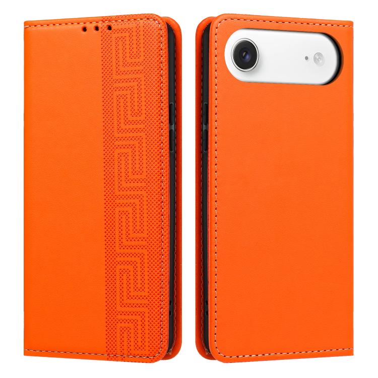 Custodia per telefono in ecopelle con motivo a meandro in rilievo e protezione RFID., For iPhone Air, For iPhone 16 Pro Max, For iPhone 16 Pro
