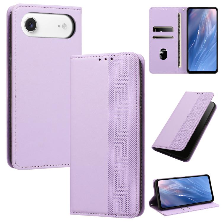 Custodia per telefono in ecopelle con motivo a meandro in rilievo e protezione RFID., For iPhone Air, For iPhone 16 Pro Max, For iPhone 16 Pro