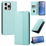 Custodia per telefono in ecopelle con motivo a meandro in rilievo e protezione RFID., For iPhone Air, For iPhone 16 Pro Max, For iPhone 16 Pro