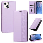 Custodia per telefono in ecopelle con motivo a meandro in rilievo e protezione RFID., For iPhone 15 Pro, For iPhone 15 Plus / 14 Plus, For iPhone 15