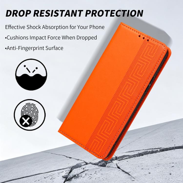 Custodia per telefono in ecopelle con motivo a meandro in rilievo e protezione RFID., For iPhone 14 / 13, For iPhone 14 Pro Max, For iPhone 14 Pro
